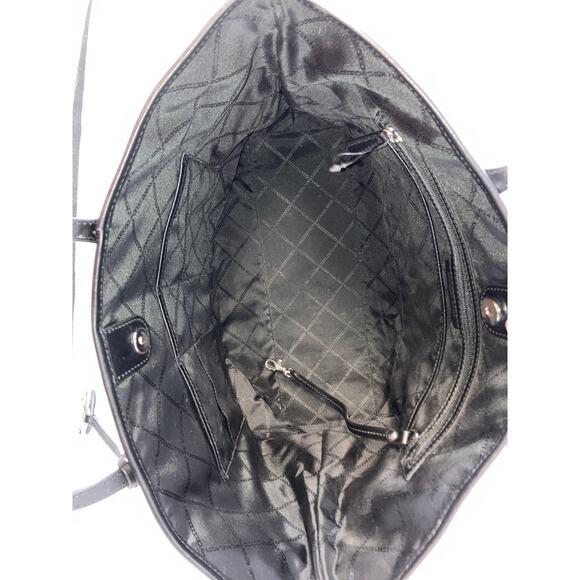 MICHAEL KORS, BLACK PEBBLED LEATHER LARGE TOTE SHOULDER BAG - Picture 10 of 12